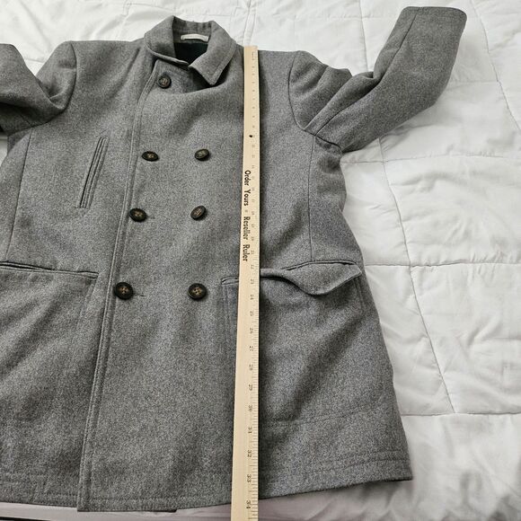 Lauren Ralph Lauren Peacoat Mens 42 Long Gray Double-Breasted Wool Jacket 42L - Picture 12 of 13